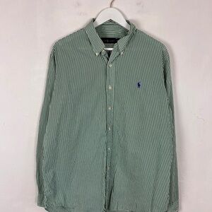 Classic Green Striped Men's Button Down Shirt